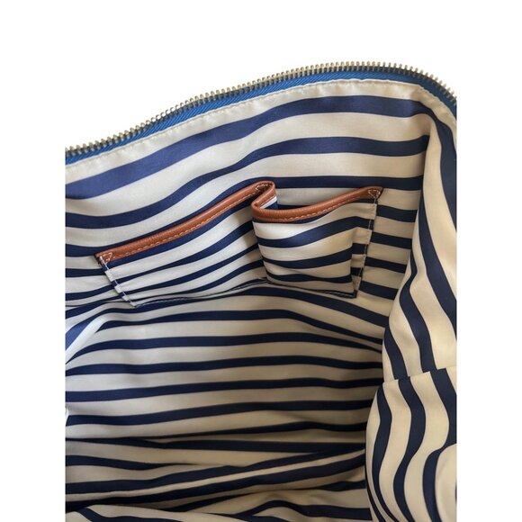 Splendid Nautical Striped Canvas & Leather Weekender Bag - Picture 5 of 6